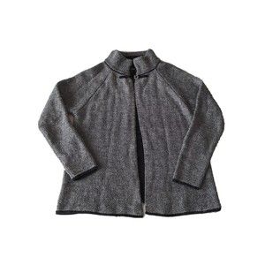 Anthro Maison Pholya Women Wool Alpaca Cardigan Sweater Size Medium Black‎ White